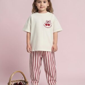 Cherry Charm kids’ cotton 2-piece set by Citric Stories, view 1