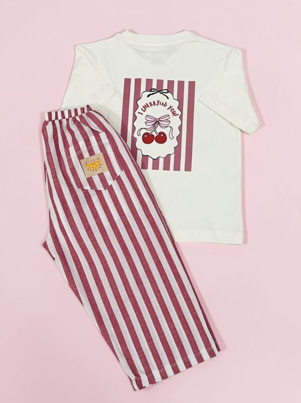 Cherry Print set folded flat