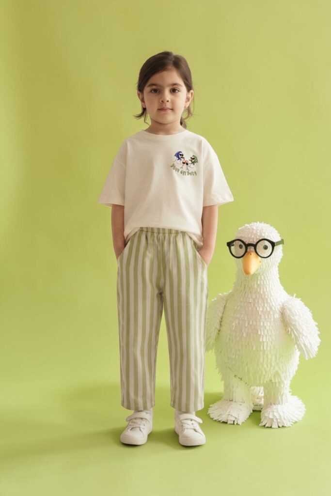 Duck Print two-piece set on a model