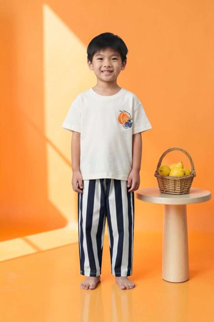 Citrus Print two-piece set on a model